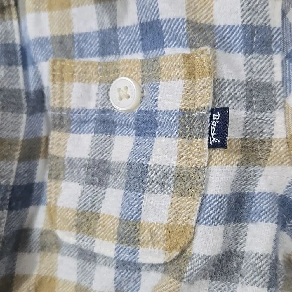 Baby Boy Cotton Flannel One-Piece Tan Plaid Long Sleeve Shirt Winter Western 18M